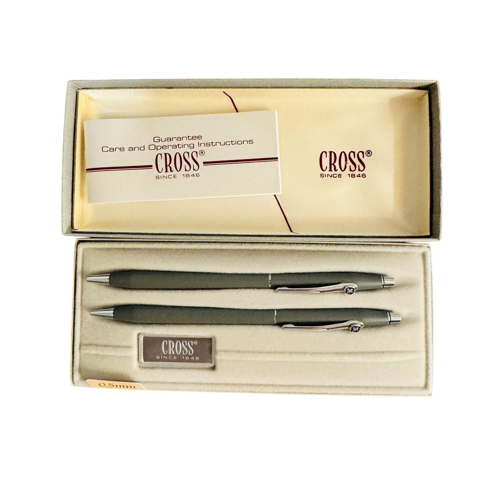 Cross Ballpoint Pen and 0.5mm Mechanical Pencil Set Gray SIlver Vtg GE210105